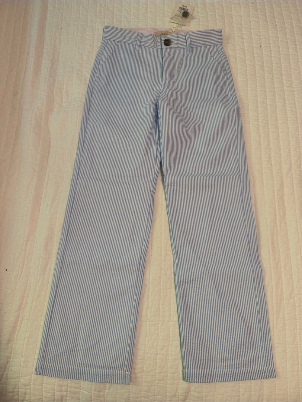 NWT TBBC Blue and White Seersucker Boys Prep Pants Size 8